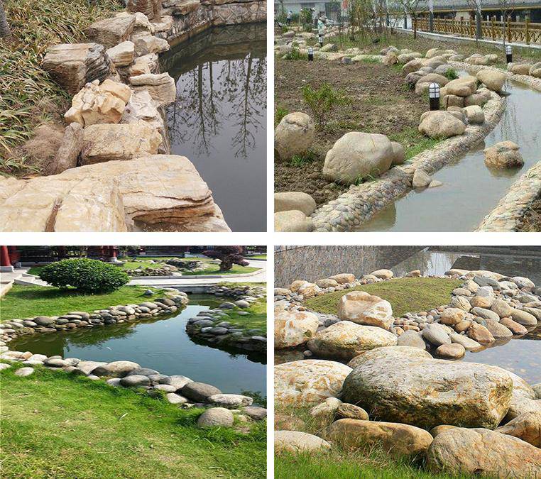 园林景观工程中的基石 杂色鹅卵石、河滩石与景观石的多元应用